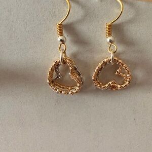 Gold triple Heart two tone Earrings New!